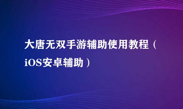 大唐无双手游辅助使用教程（iOS安卓辅助）