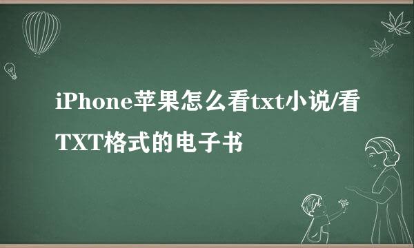 iPhone苹果怎么看txt小说/看TXT格式的电子书