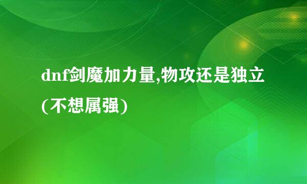 dnf剑魔加力量,物攻还是独立(不想属强)