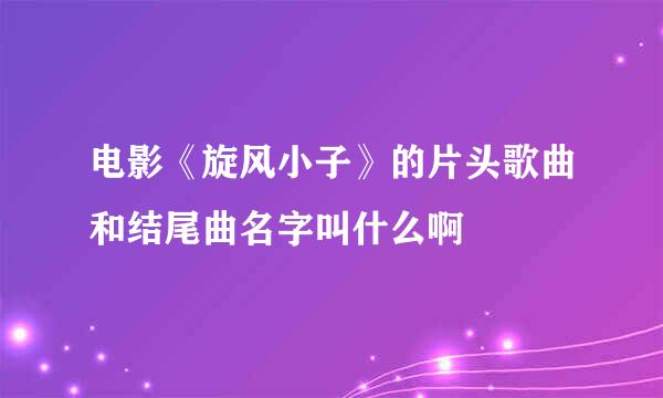 电影《旋风小子》的片头歌曲和结尾曲名字叫什么啊