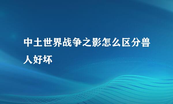 中土世界战争之影怎么区分兽人好坏