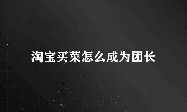 淘宝买菜怎么成为团长