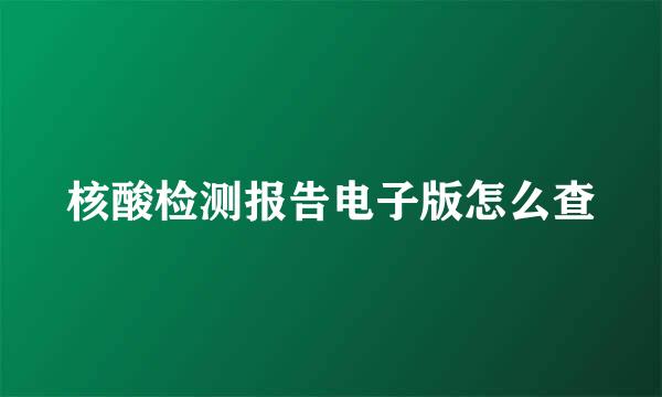 核酸检测报告电子版怎么查