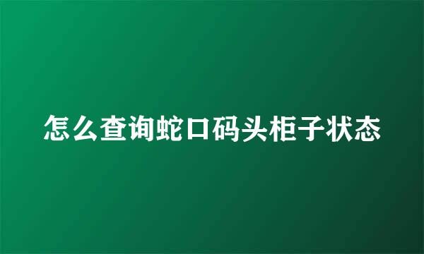 怎么查询蛇口码头柜子状态