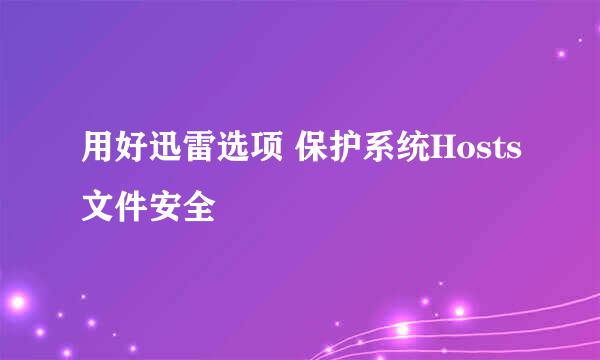 用好迅雷选项 保护系统Hosts文件安全