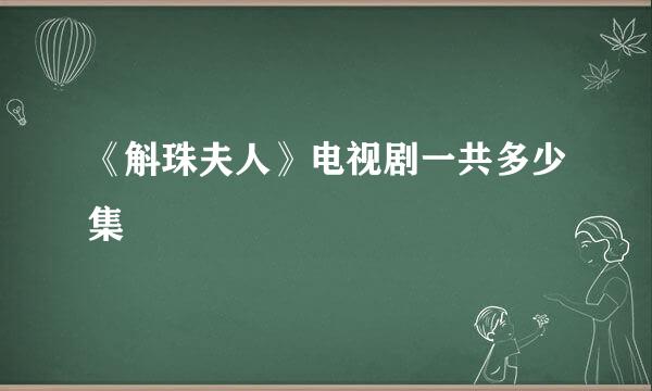 《斛珠夫人》电视剧一共多少集