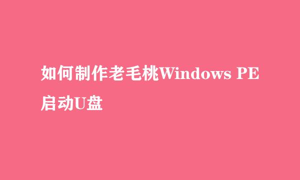 如何制作老毛桃Windows PE启动U盘