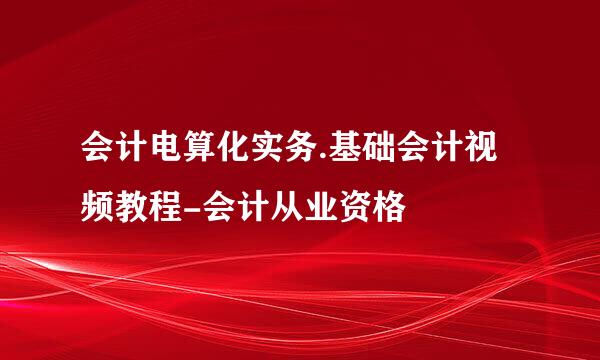 会计电算化实务.基础会计视频教程-会计从业资格