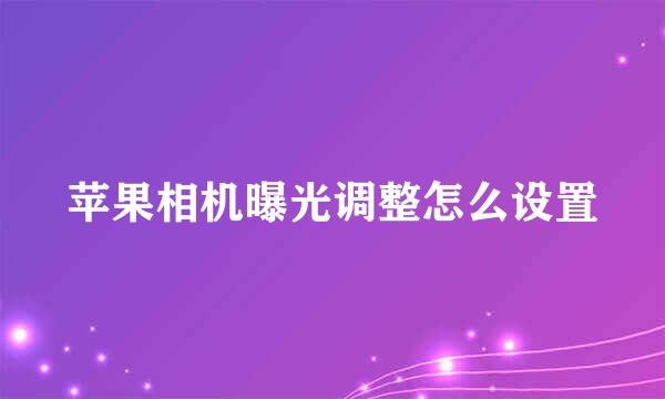 苹果相机曝光调整怎么设置