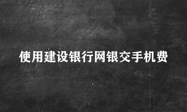 使用建设银行网银交手机费