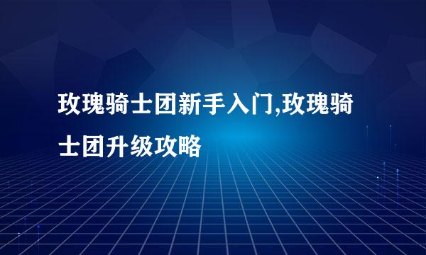 玫瑰骑士团新手入门,玫瑰骑士团升级攻略