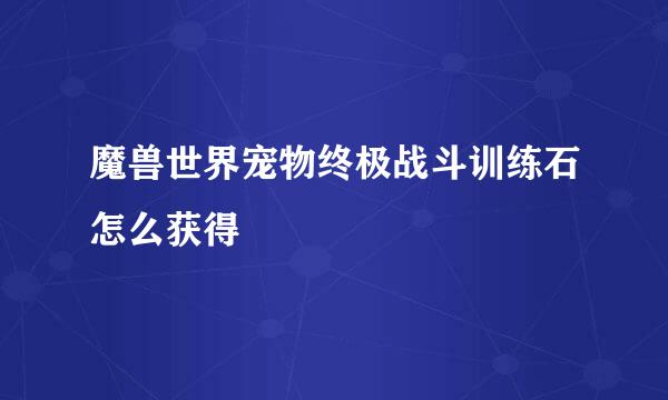 魔兽世界宠物终极战斗训练石怎么获得