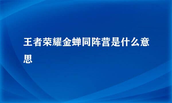 王者荣耀金蝉同阵营是什么意思