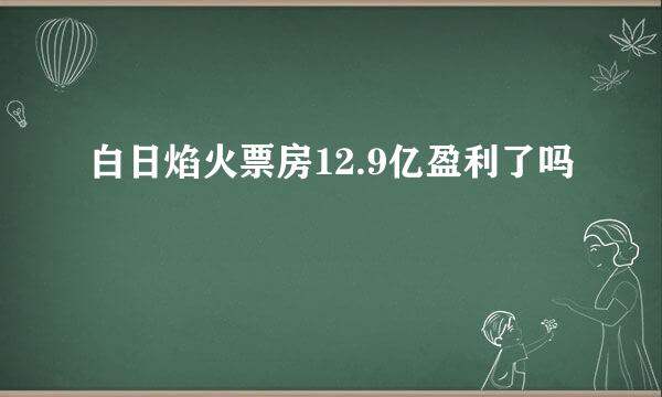 白日焰火票房12.9亿盈利了吗