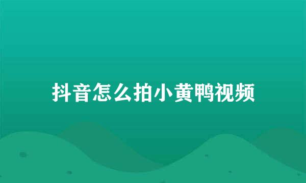 抖音怎么拍小黄鸭视频