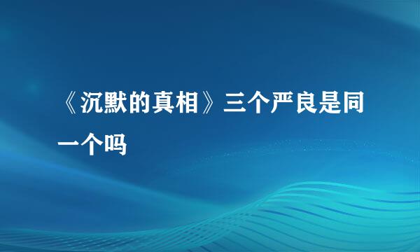 《沉默的真相》三个严良是同一个吗