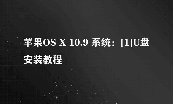 苹果OS X 10.9 系统：[1]U盘安装教程