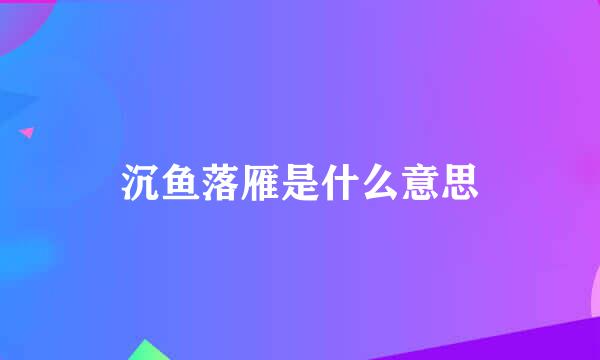 沉鱼落雁是什么意思