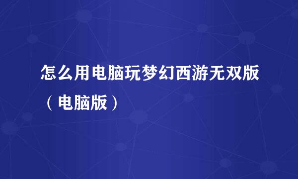 怎么用电脑玩梦幻西游无双版（电脑版）