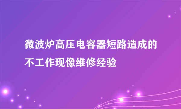 微波炉高压电容器短路造成的不工作现像维修经验