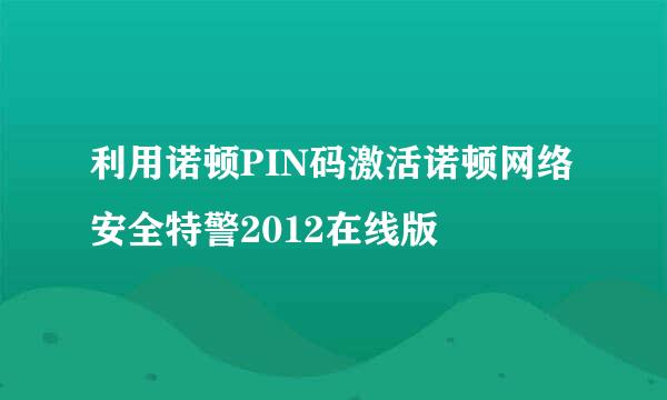 利用诺顿PIN码激活诺顿网络安全特警2012在线版