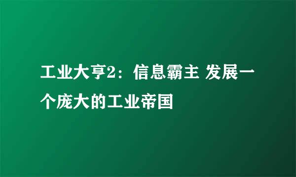 工业大亨2：信息霸主 发展一个庞大的工业帝国