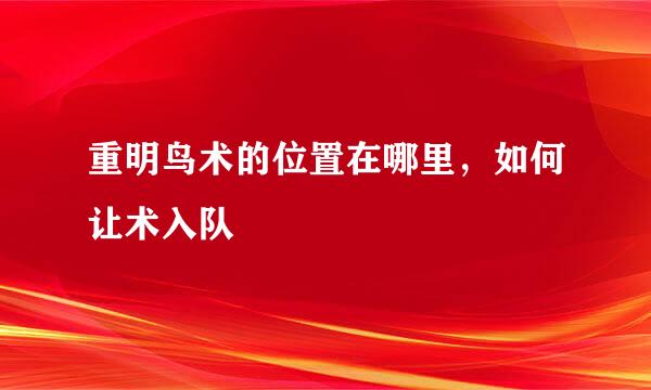 重明鸟术的位置在哪里，如何让术入队