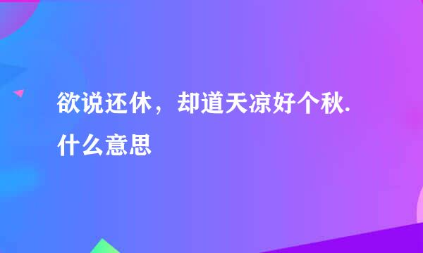 欲说还休，却道天凉好个秋.什么意思