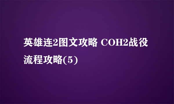 英雄连2图文攻略 COH2战役流程攻略(5)