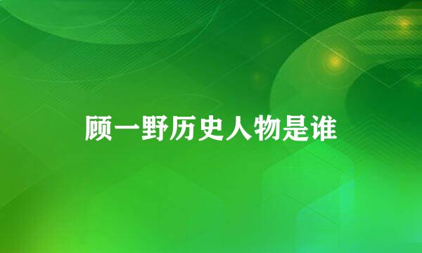 顾一野历史人物是谁