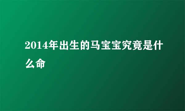 2014年出生的马宝宝究竟是什么命