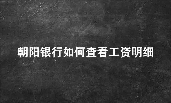 朝阳银行如何查看工资明细