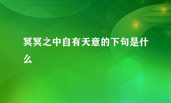 冥冥之中自有天意的下句是什么