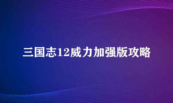 三国志12威力加强版攻略