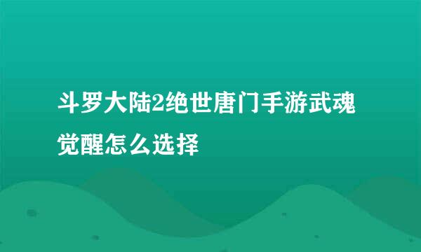 斗罗大陆2绝世唐门手游武魂觉醒怎么选择