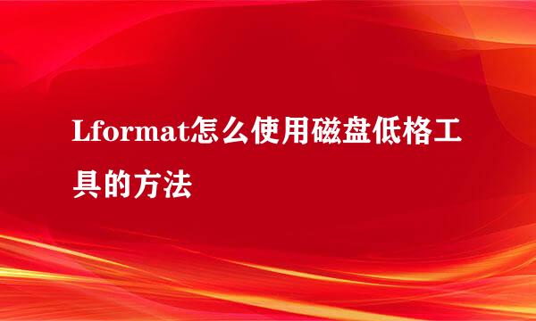 Lformat怎么使用磁盘低格工具的方法