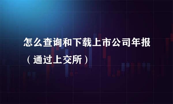 怎么查询和下载上市公司年报（通过上交所）