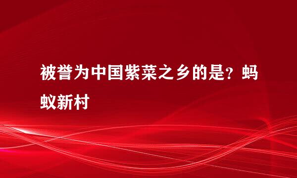 被誉为中国紫菜之乡的是？蚂蚁新村