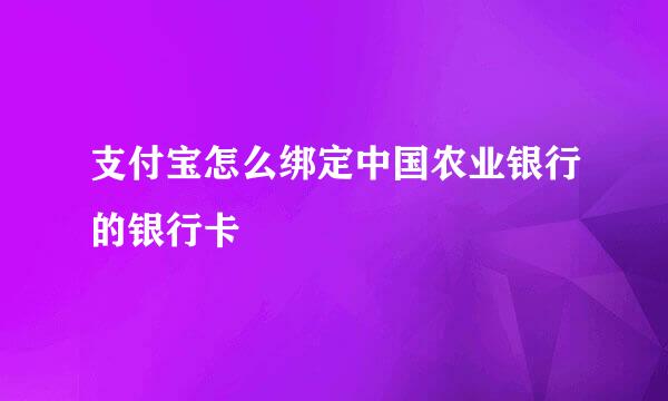 支付宝怎么绑定中国农业银行的银行卡