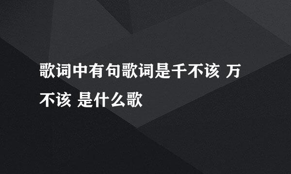 歌词中有句歌词是千不该 万不该 是什么歌