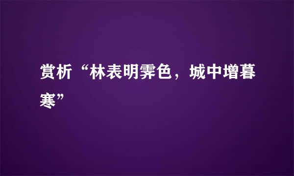 赏析“林表明霁色，城中增暮寒”