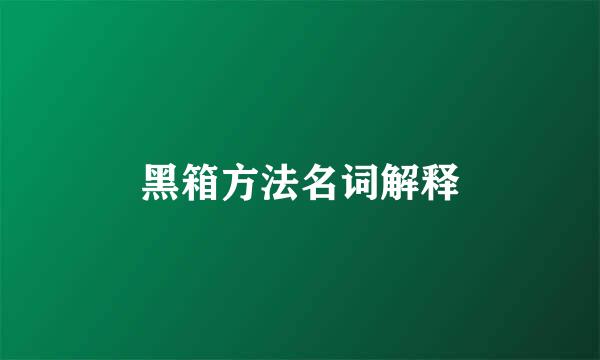 黑箱方法名词解释