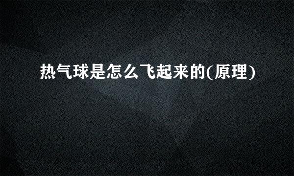 热气球是怎么飞起来的(原理)