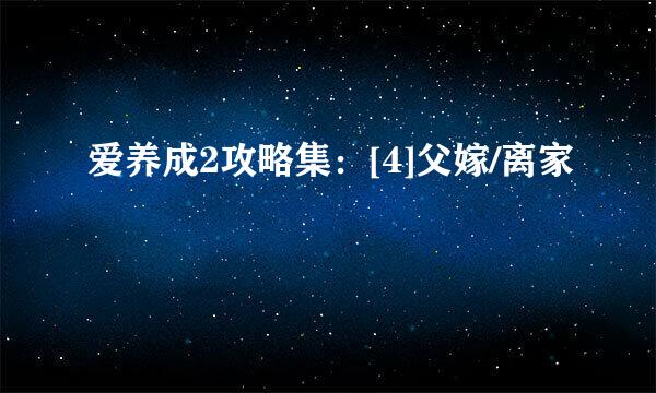 爱养成2攻略集：[4]父嫁/离家