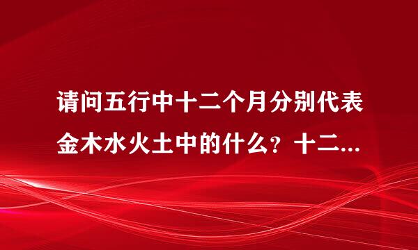 请问五行中十二个月分别代表金木水火土中的什么？十二属相分别代表金木水火土中的什么