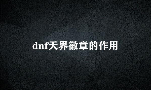 dnf天界徽章的作用