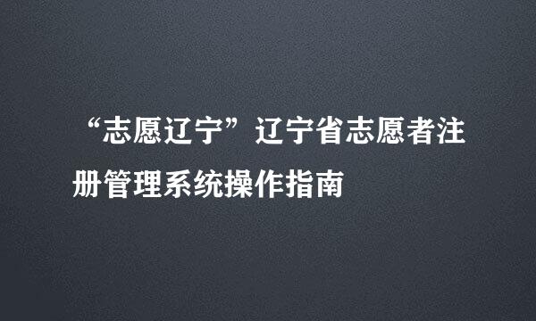 “志愿辽宁”辽宁省志愿者注册管理系统操作指南