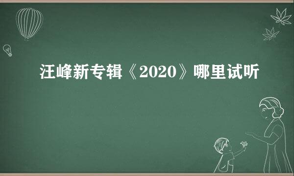 汪峰新专辑《2020》哪里试听