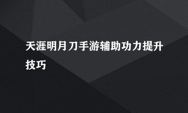 天涯明月刀手游辅助功力提升技巧