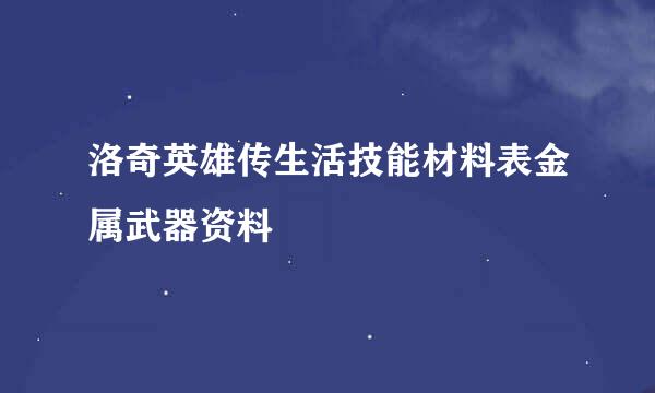 洛奇英雄传生活技能材料表金属武器资料